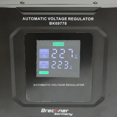 Stabilizator automat de tensiune 3000VA, 1800W, 140-250VAC cu releu monofazat, bypass, conexiune borne, afisaj LCD Breckner Germany - imagine 5