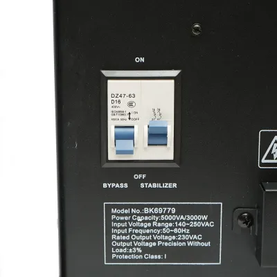 Stabilizator automat de tensiune 5000VA, 3000W, 140-250VAC cu releu monofazat, bypass, conexiune borne, afisaj LCD Breckner Germany - imagine 7