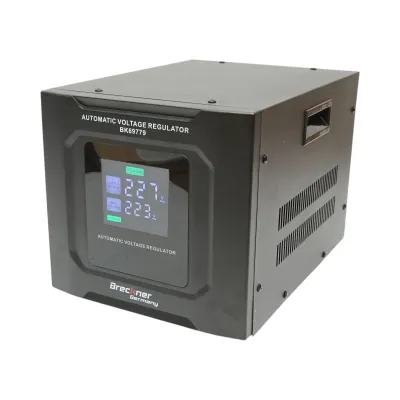 Stabilizator automat de tensiune 5000VA, 3000W, 140-250VAC cu releu monofazat, bypass, conexiune borne, afisaj LCD Breckner Germany - imagine 3