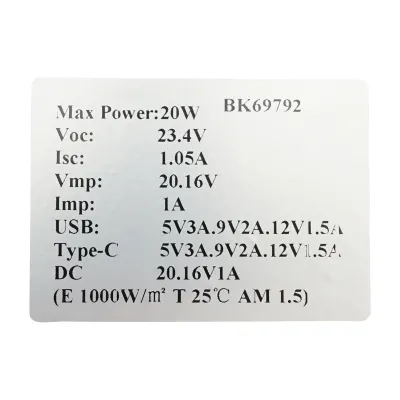 Sistem solar fotovoltaic portabil cu panou 20W cu regulator tensiune USB, Type-C pentru camping - imagine 2
