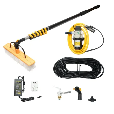 Sistem de curatare cu pompa 12-24-220V si brat cu perie telescopic max la 8.5M pentru panouri solare fotovoltaice