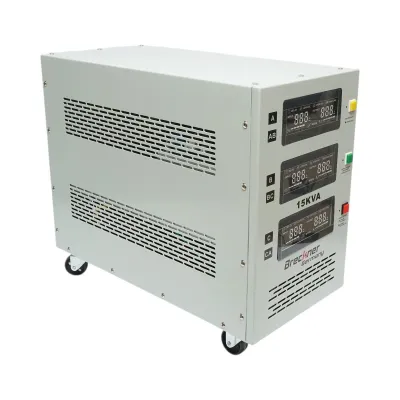 Stabilizator automat de tensiune 15KVA trifazat cu servomotor bypass, afisaj LCD Breckner Germany - imagine 6