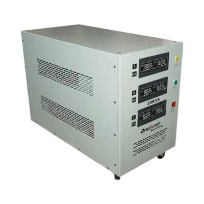 Stabilizator automat de tensiune 20KVA trifazat cu servomotor bypass, afisaj LCD Breckner Germany - imagine 5
