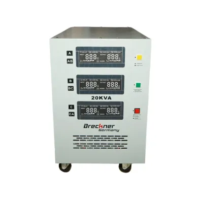 Stabilizator automat de tensiune 20KVA trifazat cu servomotor bypass, afisaj LCD Breckner Germany