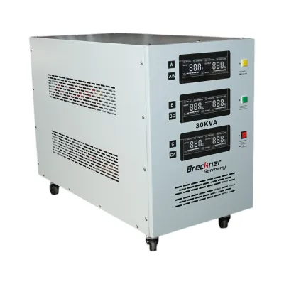 Stabilizator automat de tensiune 30KVA trifazat cu servomotor, bypass, afisaj LCD Breckner Germany - imagine 5