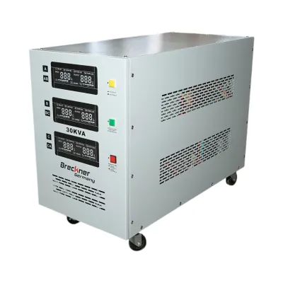 Stabilizator automat de tensiune 30KVA trifazat cu servomotor, bypass, afisaj LCD Breckner Germany - imagine 2