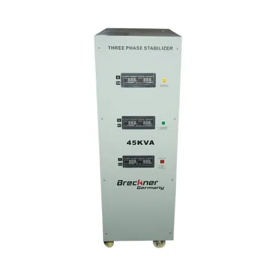 Stabilizator automat de tensiune 45KVA trifazat cu servomotor, bypass, afisaj LCD Breckner Germany