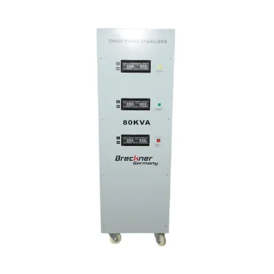 Stabilizator automat de tensiune 80KVA trifazat cu servomotor, bypass, afisaj LCD Breckner Germany