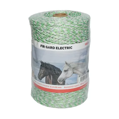 Rola fir verde-alb fi 3mm 6x0.3mm SS 0.31 Ohm/m, 500m gard electric Breckner Germany