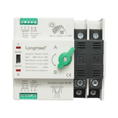 Comutator ATS 220V monofazat, separator automat de la panouri fotovoltaice la generator ATS-2P-63A Suntree