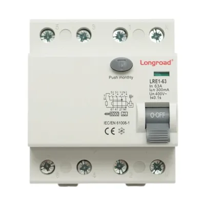 Intrerupator automat diferential RCCB 4P 63A, 300mA, 400V tip AC LRE1-63 Longroad
