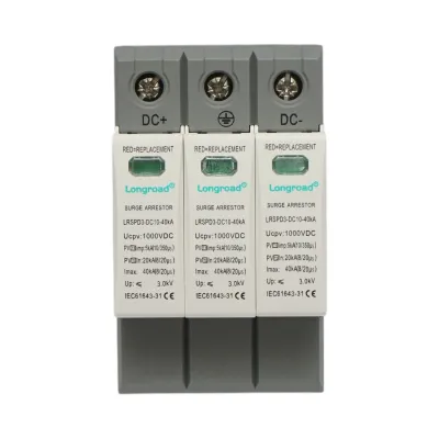 Descarcator la supratensiune cu semnalizare pentru sisteme fotovoltaice DC 3P, 1000VDC Longroad