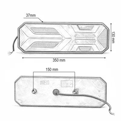 Lampa stop spate LED 12/24V universala 350x130x37mm Breckner Germany - imagine 4