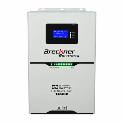 Baterie LiFePO4 5.12kWh, 51.2V, 100Ah cu BMS, Wi-Fi, Bluetooth, deep cycle, display LCD Breckner Germany