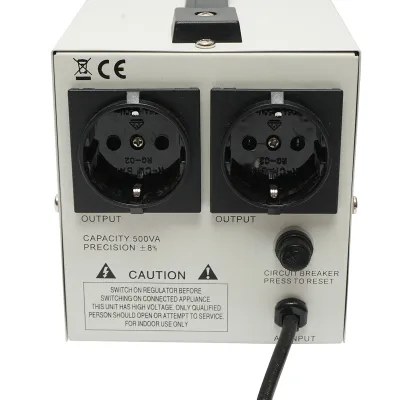 Stabilizator automat de tensiune 500VA, 140-260V cu releu monofazat, 2 prize schuko 230V, afisaj LCD Breckner Germany - imagine 5
