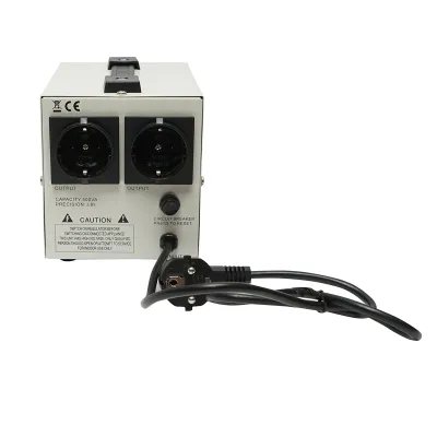 Stabilizator automat de tensiune 500VA, 140-260V cu releu monofazat, 2 prize schuko 230V, afisaj LCD Breckner Germany - imagine 2