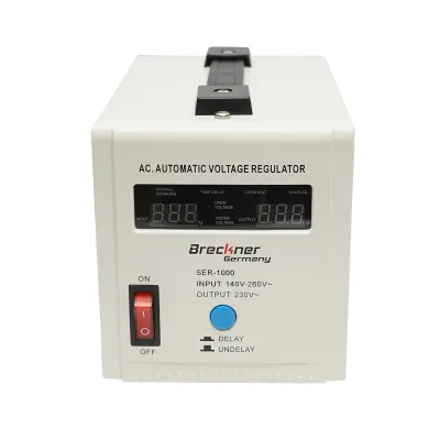 Stabilizator automat de tensiune 1000VA, 140-260V cu releu monofazat, 2 prize schuko 230V, afisaj LCD Breckner Germany