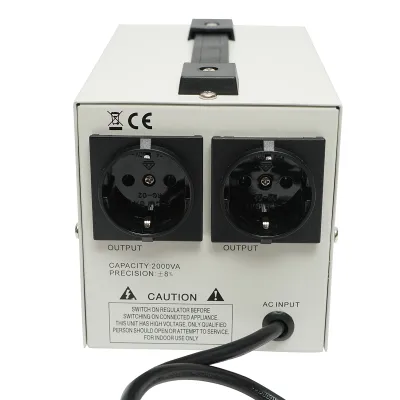 Stabilizator automat de tensiune monofazic cu releu 2000VA, 140-260V, 2 prize schuko 230V, afisaj LCD Breckner Germany - imagine 5