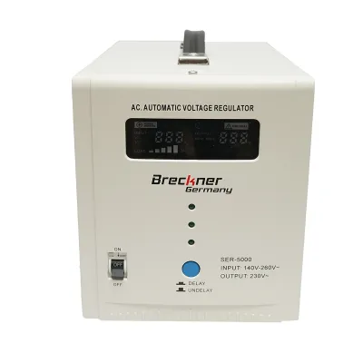 Stabilizator automat de tensiune 5000VA, 140-260V cu releu monofazat, 2 prize schuko 230V, afisaj LCD Breckner Germany