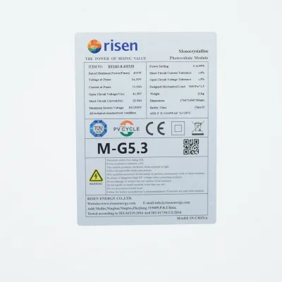 Panou solar fotovoltaic 400W RISEN monocristalin 1754x1096x30mm - imagine 5
