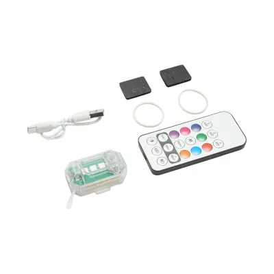 Lampa LED RGB stroboscopica cu telecomanda, 10 moduri, 8 culori, baterie litiu 150mAh reincarcabila USB-C IP65 - imagine 3