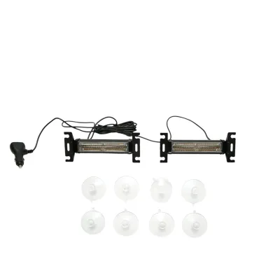 Set 2 lampi LED galbene 12V, 18W, 17 moduri stroboscopice, prindere cu ventuze, carcasa aluminiu 165x42x42mm Breckner Germany