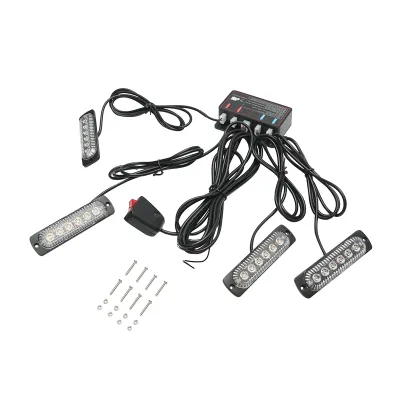 Set 4 lampi LED stroboscopice 24W, 12-24V galben, unitate control cu 4 module 110x28x12mm