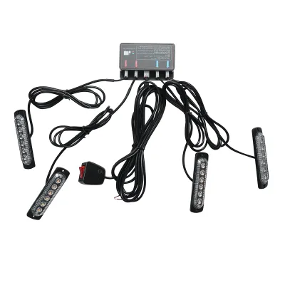 Set 4 lampi LED stroboscopice 24W, 12-24V galben, unitate control cu 4 module 110x28x12mm - imagine 2