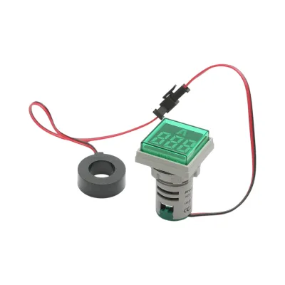 Indicator digital ampermetru LED verde 0-100A, 220V/380V Ø 22mm Breckner Germany