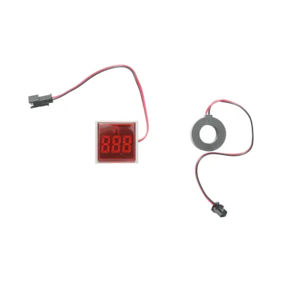 Indicator digital ampermetru LED rosu 0-100A, 220V/380V Ø 22mm Breckner Germany - imagine 2