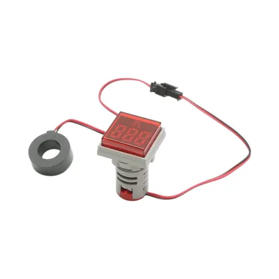 Indicator digital ampermetru LED rosu 0-100A, 220V/380V Ø 22mm Breckner Germany