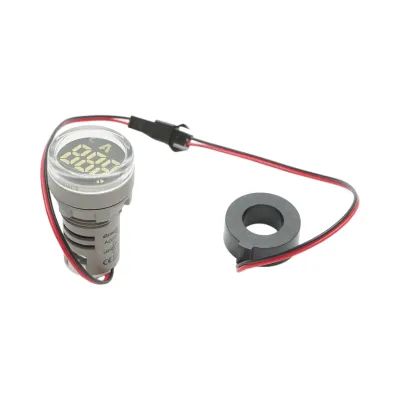 Indicator digital ampermetru LED alb 0-100A, 220V/380V Ø 22mm Breckner Germany
