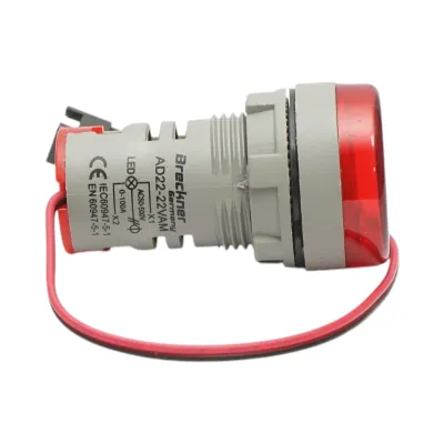 Indicator digital ampermetru si voltmetru LED rosu 0-100A/50-500V AC Ø 22mm Breckner Germany - imagine 3