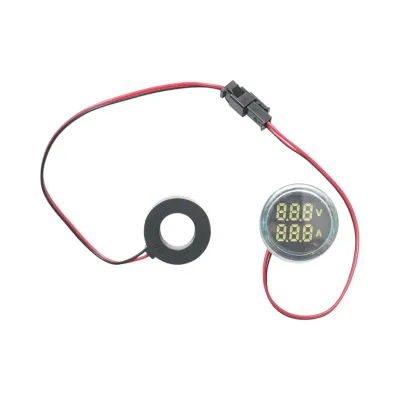 Indicator digital ampermetru si voltmetru LED alb 0-100A/50-500V AC Ø 22mm Breckner Germany - imagine 2