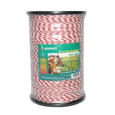 Rola fir alb-rosu fi 4mm 6x0.2mm SS, 500m gard electric, rezistenta 4.5 Ohm Bourget