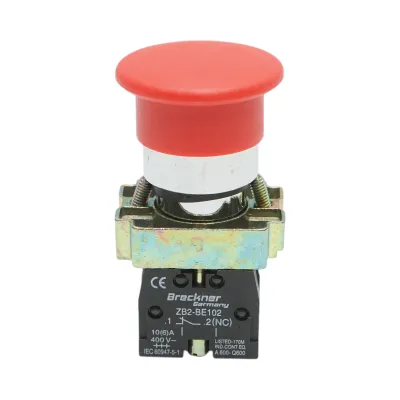Buton comanda STOP rosu cu revenire tip ciuperca 1NC, 400V/10A, LAY5 Breckner Germany