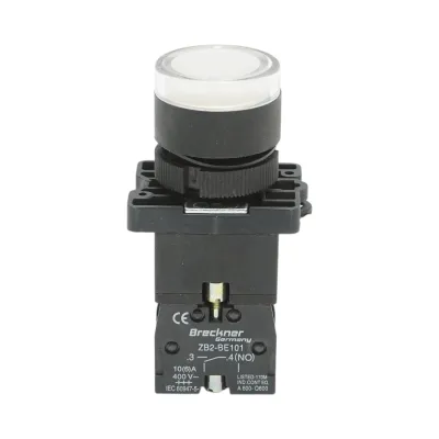 Buton indicator LED alb cu rezistenta integrata 1NO, 24V, LAY5 Breckner Germany