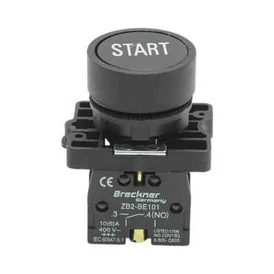 Buton comanda START negru cu revenire 1NO, 400V/10A, LAY5 Breckner Germany