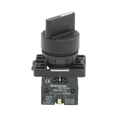 Selector 2 pozitii cu retinere negru 1NO, 400V/10A, LAY5-ED21 Breckner Germany