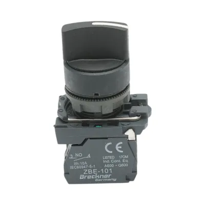 Selector 3 pozitii cu revenire negru 1NO+1NC, 24V/10A, TB5 Breckner Germany