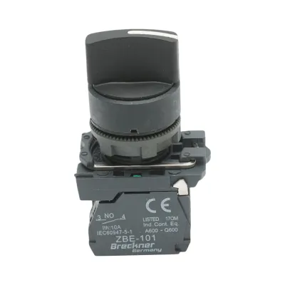 Selector 2 pozitii cu revenire negru 1NO+1NC, 24V/10A, TB5 Breckner Germany