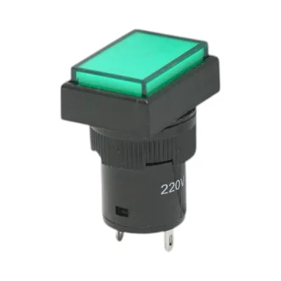 Indicator semnalizare industrial LED verde 220V Ø 16mm patrat Breckner Germany
