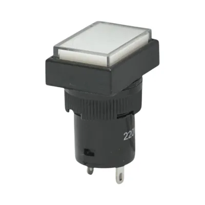 Indicator semnalizare industrial LED alb 220V Ø 16mm patrat Breckner Germany