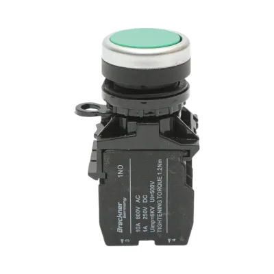 Buton comanda cu revenire verde 1NO+1NC, 10A/600V AC, 1A/250V DC LA42 Breckner Germany