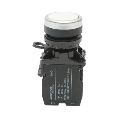 Buton comanda cu revenire alb 1NO+1NC, 10A/600V AC, 1A/250V DC LA42 Breckner Germany