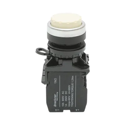 Buton comanda convex cu revenire alb 1NO+1NC, 10A/600V AC, 1A/250V DC LA42 Breckner Germany