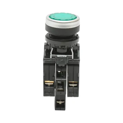Buton comanda iluminat LED 220V AC verde cu revenire 1NO+1NC, 10A/600V AC, 1A/250V DC LA42 Breckner Germany - imagine 2