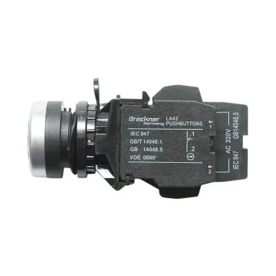 Buton comanda iluminat LED 220V AC verde cu revenire 1NO+1NC, 10A/600V AC, 1A/250V DC LA42 Breckner Germany - imagine 4
