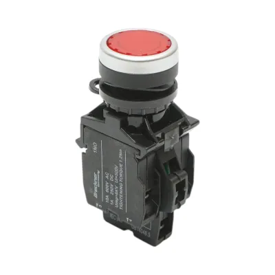 Buton comanda iluminat LED 24V AC/DC rosu cu revenire 1NO+1NC, 10A/600V AC, 1A/250V DC LA42 Breckner Germany