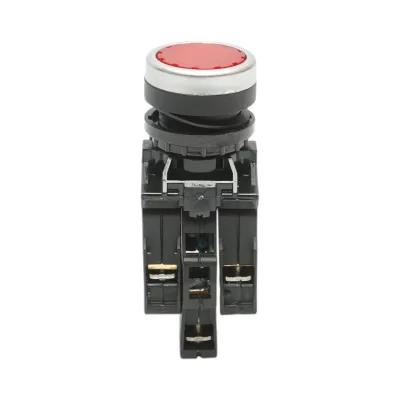 Buton comanda iluminat LED 24V AC/DC rosu cu revenire 1NO+1NC, 10A/600V AC, 1A/250V DC LA42 Breckner Germany - imagine 2